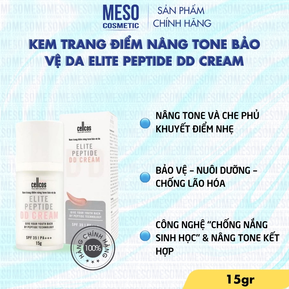 Kem Trang Điểm Nâng Tone Elite Peptide DD Cream Mediworld | Che Khuyết Điểm, Dưỡng Da & Chống Nắng SPF 35 PA+++